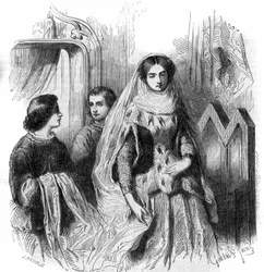Ritratto di Jeanne de Montmorency, figlia di Bouchard I de Marly. XIII-XIV secolo. Incisione di Gustave Janet