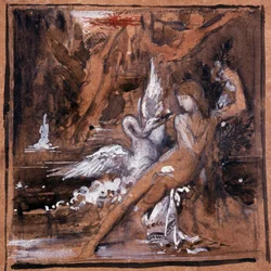 Leda e il cigno. Disegno di Gustave Moreau (1826-1898)