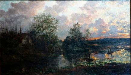 Paesaggio con una piccola barca