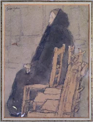 Vecchia donna con scialle nero