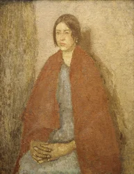 Giovane donna con scialle rosso