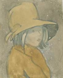 Giovane ragazza con cappello e cappotto marroni