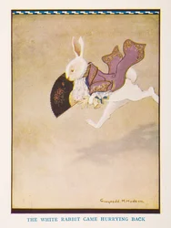 Il Coniglio Bianco tornò di corsa, dal libro per bambini Alice nel Paese delle Meraviglie, raccontato per i bambini da Irene Pearl; le immagini di Gwynedd Hudson