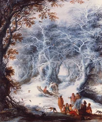 Paesaggio invernale con un accampamento di zingari