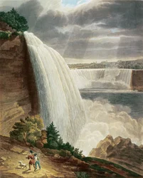 Cascate del Niagara, parte della cascata americana dal piede della scala, inciso da J. Hill, pub. da H.L.Megarcy