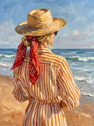 Giornata in spiaggia con il cappello di paglia