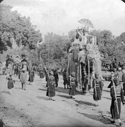 Lord e Lady Harding a cavallo di un elefante, India, 1913