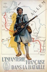 Fanteria francese in battaglia (la linea rossa rappresenta la linea Hindenburg) - ill. di H. Delaspre