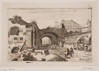 Interno cittadino con rovine di edifici classici