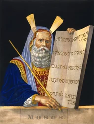 Mosè che tiene la tavola della legge - ill. di H. Schile
