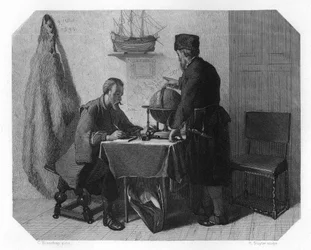 Willem Barents e Jacob van Heemskerk tracciano la loro rotta, 1596 c1870