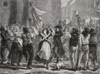 La testa della principessa Lamballe (1749-92), esposta a Parigi, 3 settembre 1792