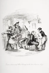 Grande eccitazione di Miss Kenwigs nel negozio del parrucchiere, illustrazione da 
