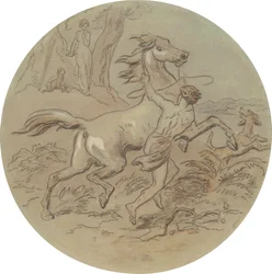 Uno dei diciotto disegni per una serie di piatti che illustrano Venere e Adone