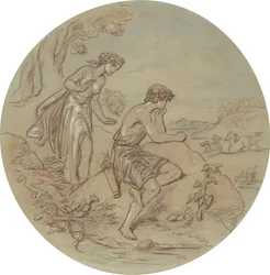 Uno dei diciotto disegni per una serie di tavole che illustrano Venere e Adone