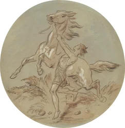 Uno dei diciotto disegni per una serie di piatti che illustrano Venere e Adone