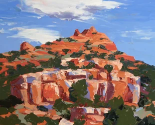 A colori, Sedona, 2024 circa (olio su masonite)