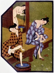Giovani giapponesi al bagno - in Bambole giapponesi di Félicien Champsaur, ill. Hanafusa Itcho, Parigi