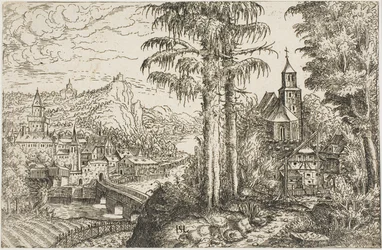 Paesaggio con chiesa