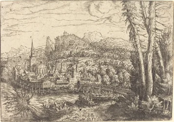 Veduta di una città vicino a un fiume