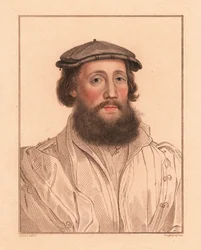 Ritratto di un uomo sconosciuto, corte di Re Enrico VIII, c. 1532 (incisione)