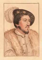 Ritratto di uomo sconosciuto, corte di Re Enrico VIII, c. 1532 (incisione)