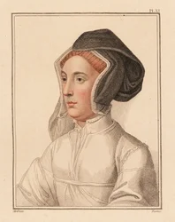 Ritratto di donna sconosciuta della corte di Re Enrico VIII (incisione)