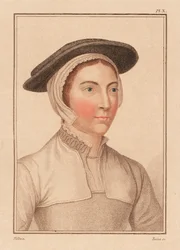 Ritratto di una donna sconosciuta dalla corte di Re Enrico VIII (incisione)
