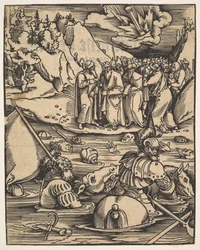 Gli Egiziani che Attraversano il Mar Rosso, da Das Buch Granatapfel, 1511