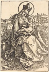 Madonna e Bambino sulla riva erbosa