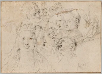 Studi di teste (recto); Studi di una figura maschile (verso)