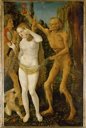 Le tre età della donna e della morte (olio su legno di tiglio)
