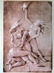 Tre streghe, disegno di Hans Baldung, detto Grien (1484-1545)
