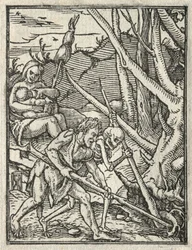 La danza della morte: espulsione dal paradiso, Adamo coltiva il terreno