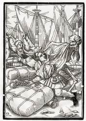 La morte arriva al mercante, inciso da Georg Scharffenberg, da 