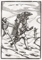 La morte arriva al venditore ambulante, inciso da Georg Scharffenberg, da 