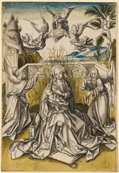 Madonna e angeli in un paesaggio