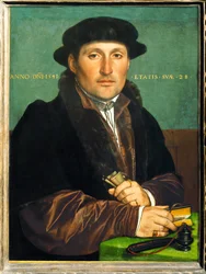 Ritratto di un giovane mercante, probabilmente il patrizio di Nuernberg Hans von Muffel, di 28 anni (dipinto su legno di quercia)