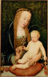 Santa Maria porge al Bambino un pomegrato (dipinto su legno di tiglio)