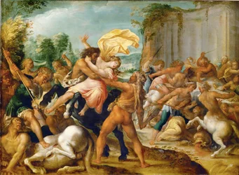 Ercole libera Dejaneira dal centauro Eurizione (rame)