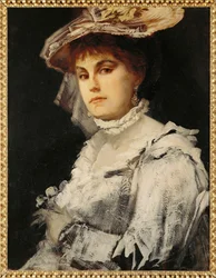 Amalie Makart, prima moglie del pittore ... (dipinto su tavola)