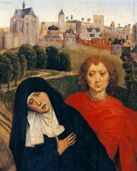 Nostra Signora dei Dolori (dettaglio) dalla Crocifissione di Hans Memling (circa 1430-1494)