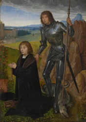 Pannello di un dittico: San Giorgio con donatore (lato esterno separato; vedi n. inv. 1401)