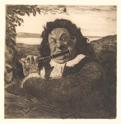 Oluf Poulsen suona il flauto per sua figlia