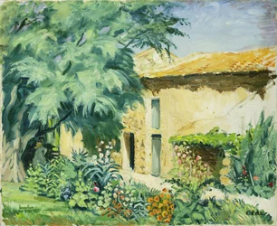 Casa colonica del sud con aiuola