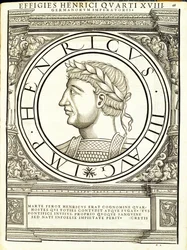 Enrico IV, illustrazione da Imperatorum romanorum omnium orientalium et occidentalium verissimae imagines ex antiquis numismatis, xilografia di Rudolph Wyssenbach, stampata da Andreas Gesner, Zurigo