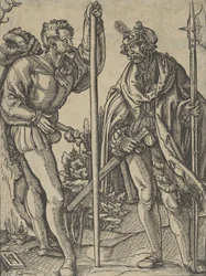 Due soldati con lancia e alabarda che conversano, ca. 1515