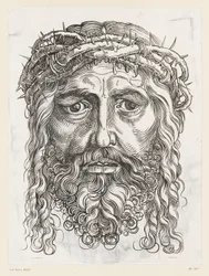Grande testa di Cristo con corona di spine