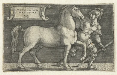 Alessandro Magno con il suo cavallo Bucefalo