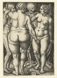 Morte e tre donne nude in piedi
